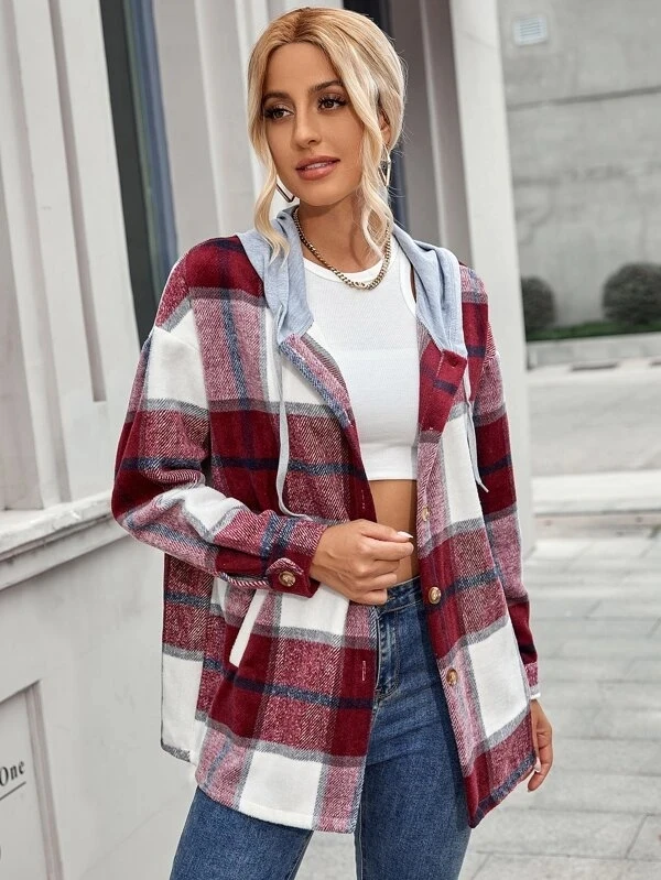 Women Streetwear Woolen Coat Ladies Plaid Long Sleeve Hooded Jacket Pockets Female Fall Winter Loose Jackets
Women Streetwear Woolen Coat Ladies Plaid Long Sleeve Hooded Jacket Pockets Female Fall Winter Loose Jackets
