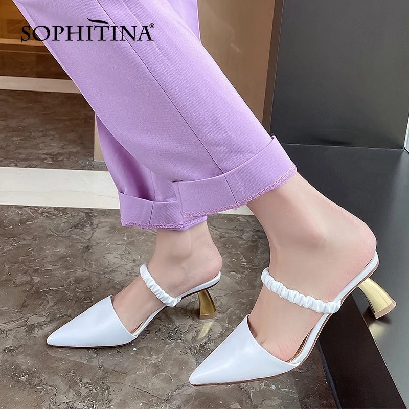 SOPHITINA Pure Color Women's Sandals Cover Toe High-heeled Leather Pointed Shoes Elastic Belt Summer All-match Lady Shoes AO679
SOPHITINA Pure Color Women's Sandals Cover Toe High-heeled Leather Pointed Shoes Elastic Belt Summer All-match Lady Shoes AO679