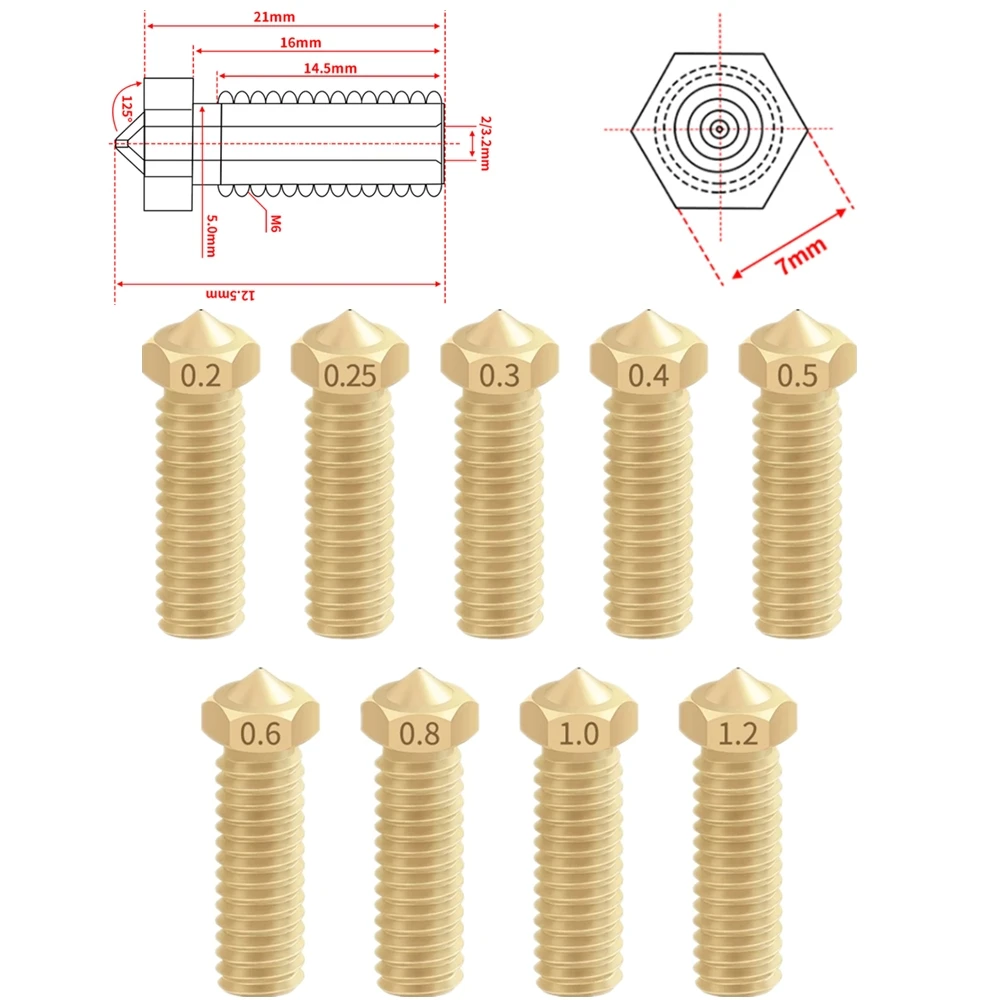 5Pcs/lot New Volcano 3D printer All metal brass E3D Lengthen extruder nozzle 0.3/0.4/0.6/0.8/1.0/1.2mm For Sidewinder X1 1.75mm
5Pcs/lot New Volcano 3D printer All metal brass E3D Lengthen extruder nozzle 0.3/0.4/0.6/0.8/1.0/1.2mm For Sidewinder X1 1.75mm