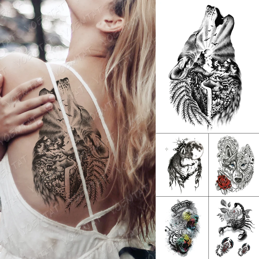 Waterproof Temporary Tattoo Stickers Wolf Flower Bird Mountain Forest Flash Tattoos Female Sketch Arm Body Art Fake Tatoo Male
Waterproof Temporary Tattoo Stickers Wolf Flower Bird Mountain Forest Flash Tattoos Female Sketch Arm Body Art Fake Tatoo Male