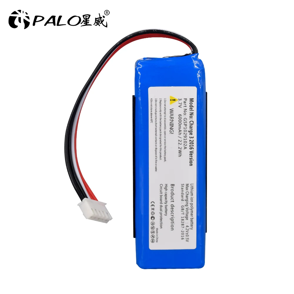 For JBL Charge 3 Battery 2016 Version GSP1029102A battery 3.7V 6000mAh/22.2Wh Batteries
For JBL Charge 3 Battery 2016 Version GSP1029102A battery 3.7V 6000mAh/22.2Wh Batteries