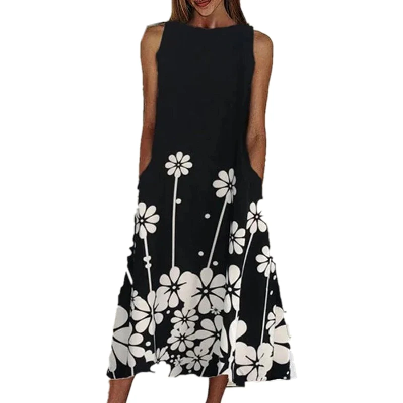 Vicaob Dress Women Summer O-neck Black Dresses Loose Sleeveless Vestidos 5XL Female High Street Floral Printed Woman Dress
Vicaob Dress Women Summer O-neck Black Dresses Loose Sleeveless Vestidos 5XL Female High Street Floral Printed Woman Dress
