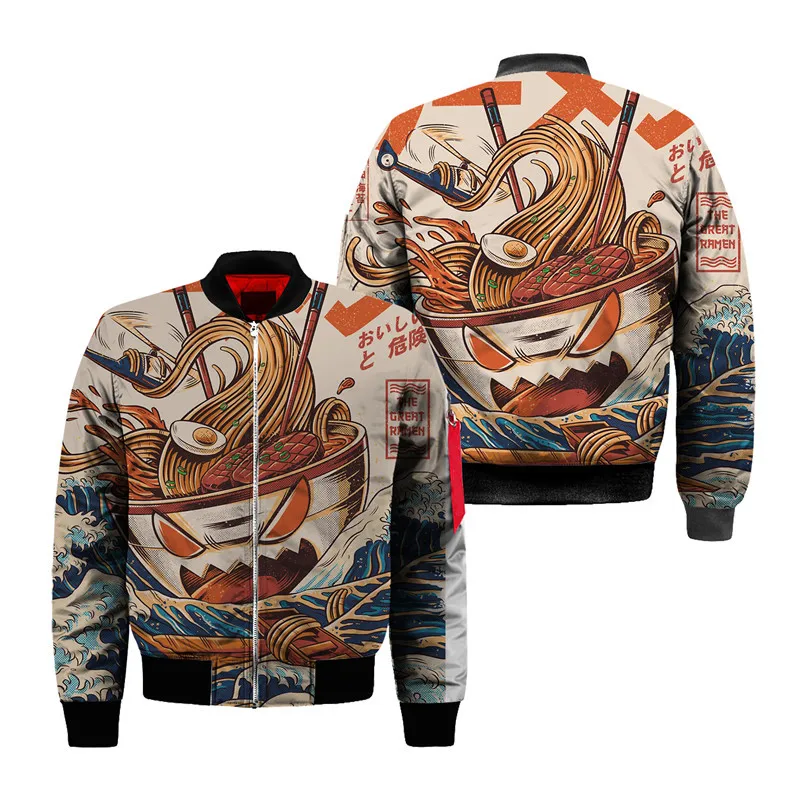 Harajuku Japanese Ramen off Kanagawa Bomber Jacket men's drop shipping 3d Print Long Sleeve Coat Streetwear Hip Hop Jacket 2022
Harajuku Japanese Ramen off Kanagawa Bomber Jacket men's drop shipping 3d Print Long Sleeve Coat Streetwear Hip Hop Jacket 2022