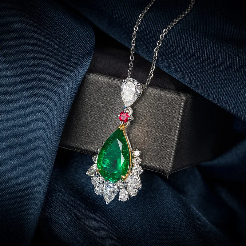 Luxury 100% 925 Sterling Silver Emerald Pear Cut Gemstone Party Pendant Necklace for Women Fine Jewelry Cocktail Wedding Gift 
Luxury 100% 925 Sterling Silver Emerald Pear Cut Gemstone Party Pendant Necklace for Women Fine Jewelry Cocktail Wedding Gift
