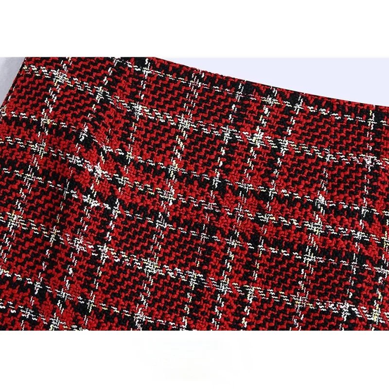 Women Fashion With Metal Buttons Tweed Check Mini Skirt Vintage A Line High Waist Female Skirts Mujer 
Women Fashion With Metal Buttons Tweed Check Mini Skirt Vintage A Line High Waist Female Skirts Mujer