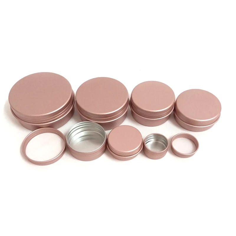 

100pcs 5g 10g 15g 20g 30g 50g 60g Rose Gold DIY Aluminum Jar Ointment Candle Craft Metal Tin Case for Lip Balm Cosmetic Makeup