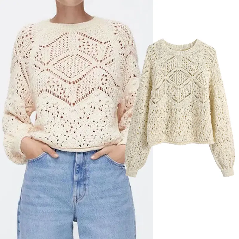 Женский жаккардовый свитер Za, вязаный сетчатый свитер с длинным рукавом и круглым вырезом, винтажный осенний Повседневный пуловер, топы для...
Женский жаккардовый свитер Za, вязаный сетчатый свитер с длинным рукавом и круглым вырезом, винтажный осенний Повседневный пуловер, топы для...