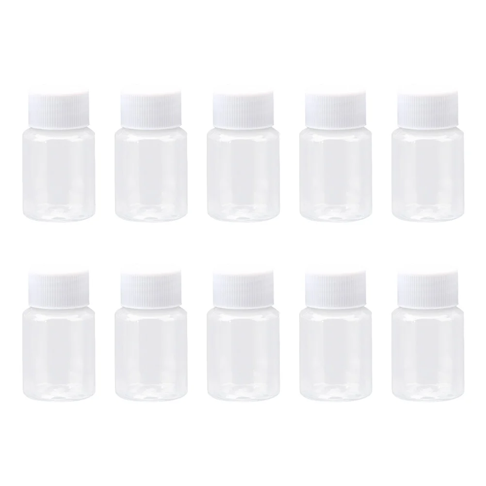 

20 Pcs 50ml Transparent Plastic Bottles Refillable Empty Container Jars Boxes Tins with Lid for Pills Cream Liquid Pigment
