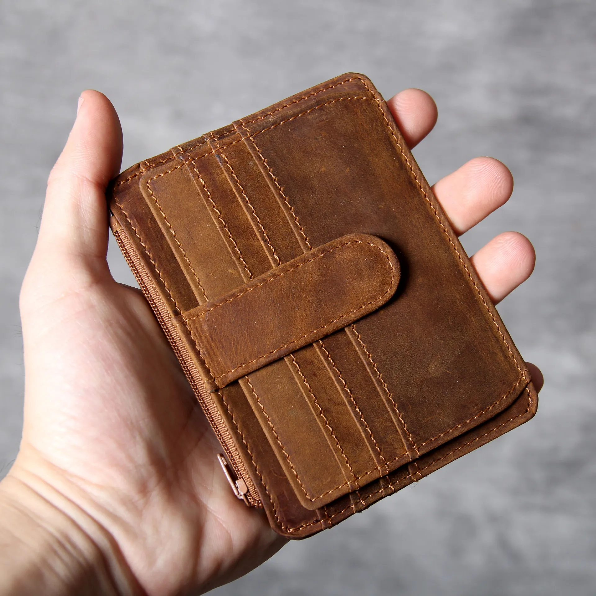 Винтажный Мужской держатель для карт из натуральной кожи с зажимом Oxhide