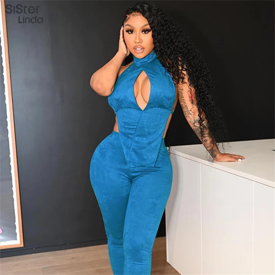 Velvet Bandage Backless Tracksuit Women Two Piece Suits Summer Halter Cut Out Tops+Skinny Sporty Pants Matching Trend Streetwear
Velvet Bandage Backless Tracksuit Women Two Piece Suits Summer Halter Cut Out Tops+Skinny Sporty Pants Matching Trend Streetwear