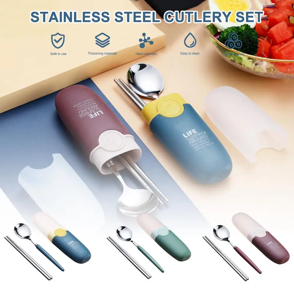 Stainless Steel 2-Piece Chopsticks and Spoon Set with a Plastic Travel Box Portable Flatware Set
Stainless Steel 2-Piece Chopsticks and Spoon Set with a Plastic Travel Box Portable Flatware Set
