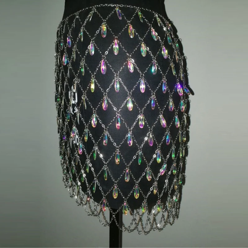 Nightclub DJ Female Singer Belly Dance Costume Grid Chain Hollow Crystal Flash Diamond Skirt Women'S Pole Dancing Skirts DWY2004
Nightclub DJ Female Singer Belly Dance Costume Grid Chain Hollow Crystal Flash Diamond Skirt Women'S Pole Dancing Skirts DWY2004