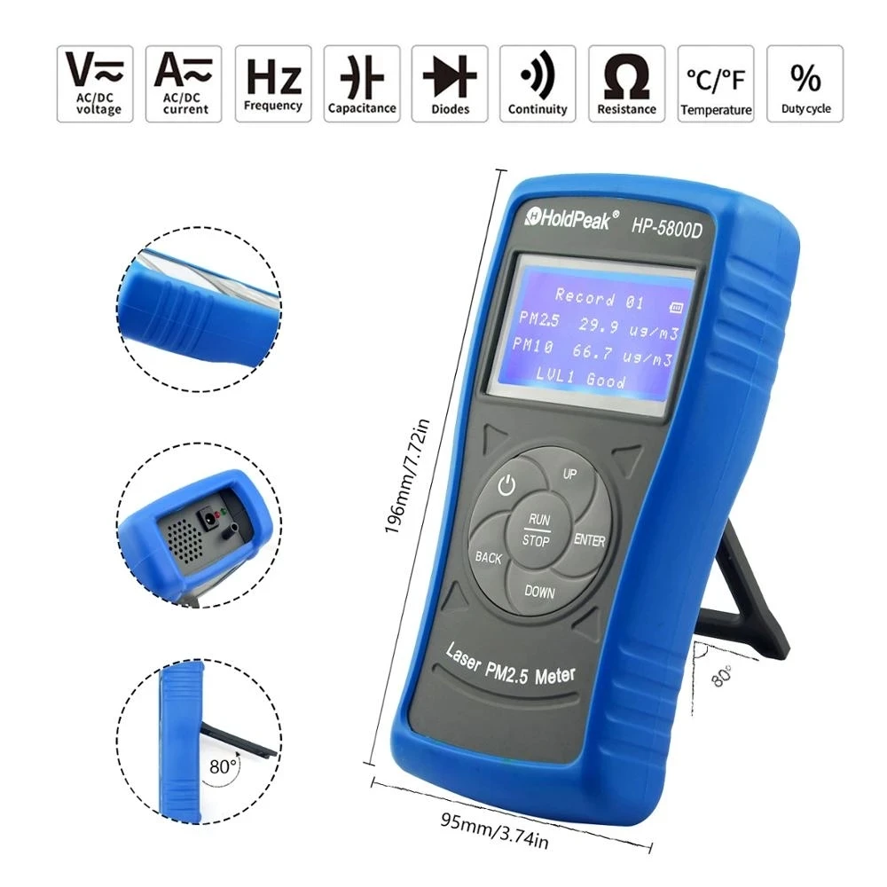 HoldPeak HP-5800D PM2.5/10 детектор качества воздуха цифровой тестер PM2.5 Сенсор мониторинга мутнометер Подсветка на окружающую среду
HoldPeak HP-5800D PM2.5/10 детектор качества воздуха цифровой тестер PM2.5 Сенсор мониторинга мутнометер Подсветка на окружающую среду