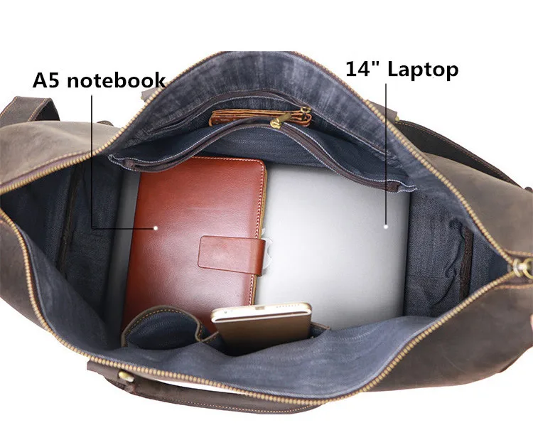 Vintage High Grade Genuine Leather Men Handbag Pure Handmade Crazy Horse Leather Big Volume Men's Travel Bags
Vintage High Grade Genuine Leather Men Handbag Pure Handmade Crazy Horse Leather Big Volume Men's Travel Bags
