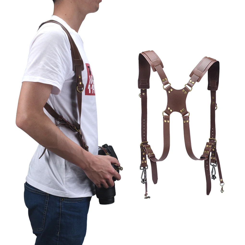 High Quality Leather Camera Strap Leather Double Shoulder Strap Harness for Canon Nikon Pentax Sony Fuji Samsung Black Brown
High Quality Leather Camera Strap Leather Double Shoulder Strap Harness for Canon Nikon Pentax Sony Fuji Samsung Black Brown