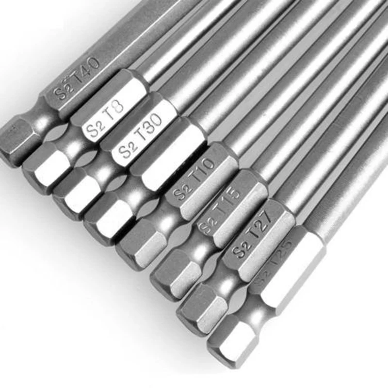 8pcs Torx Screwdriver Bit T8/t10/t15/t20/t25/t27/t30/t40 Hex Magnetic Head 100mm
8pcs Torx Screwdriver Bit T8/t10/t15/t20/t25/t27/t30/t40 Hex Magnetic Head 100mm