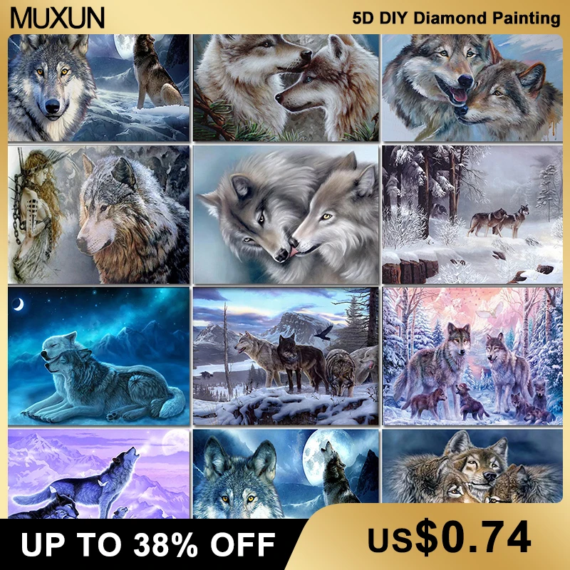 

3D Diamond Embroidery Animal Wolf Diamond Mosaic Diy Cross Stitch Rhinestones 5D Diamond Painting Wilk Home Decoration Mural