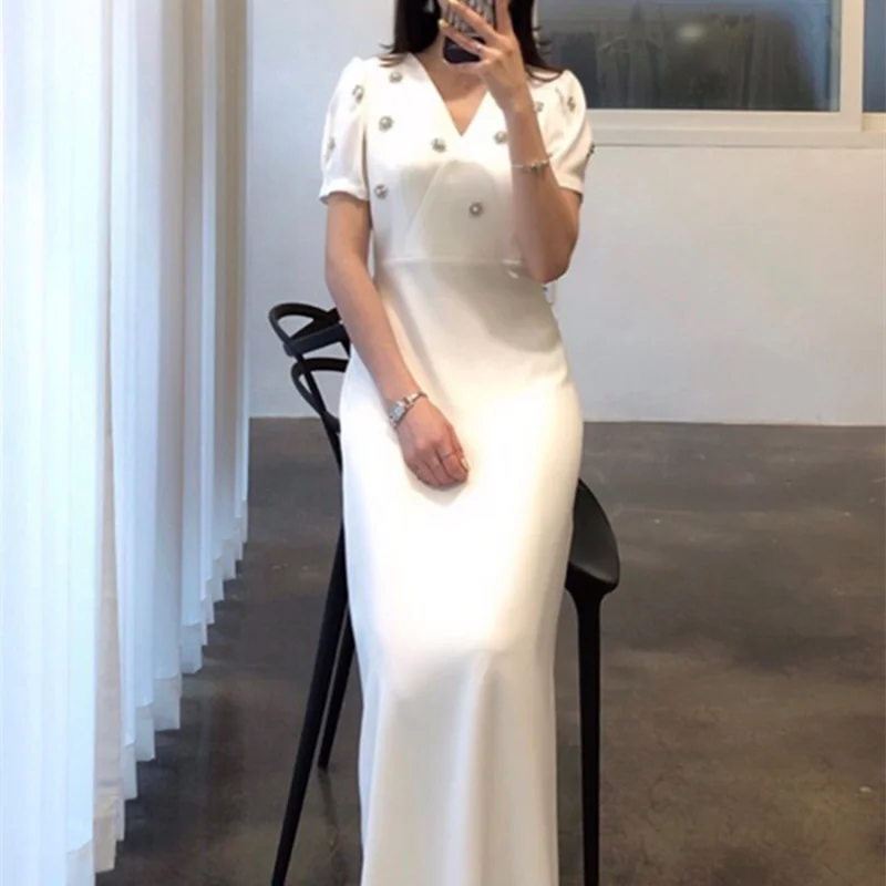 Women White Long Dress Summer 2021 Loose High Waist Slim V-neck Short Sleeve Ladies Party Beach Casual Dresses Plus Size
Women White Long Dress Summer 2021 Loose High Waist Slim V-neck Short Sleeve Ladies Party Beach Casual Dresses Plus Size