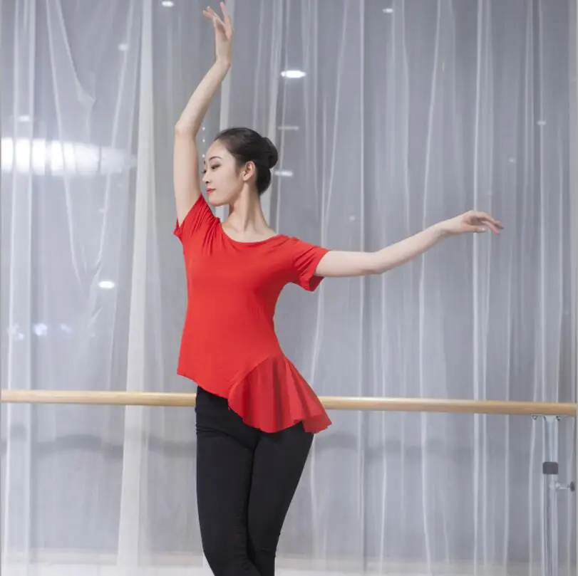 Womens Ballet Dance Practice Clothes Tops Shirt Tops Short Sleeved Irregular Blouse
Womens Ballet Dance Practice Clothes Tops Shirt Tops Short Sleeved Irregular Blouse
