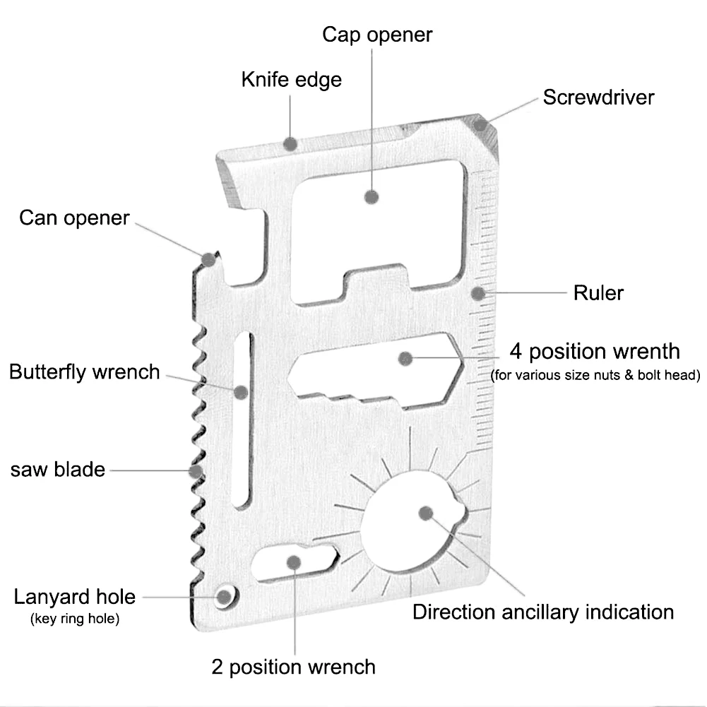 Edc Outdoor Kit Gear Credit Card Multi Tool Gadget Camp Opener Wallet Multifunction Knife Bottle Survive Pocket Multipurpose
Edc Outdoor Kit Gear Credit Card Multi Tool Gadget Camp Opener Wallet Multifunction Knife Bottle Survive Pocket Multipurpose