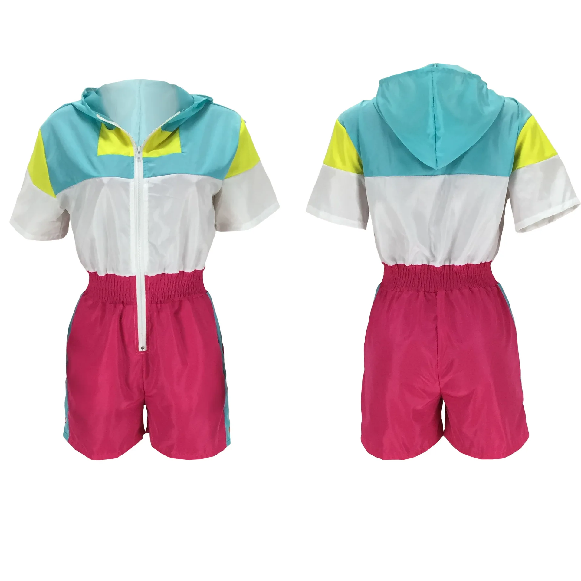 Casual hooded jumpsuit pocket shorts multi-color stitching short sleeve zipper sports jumpsuit fashion new women's wear
Casual hooded jumpsuit pocket shorts multi-color stitching short sleeve zipper sports jumpsuit fashion new women's wear