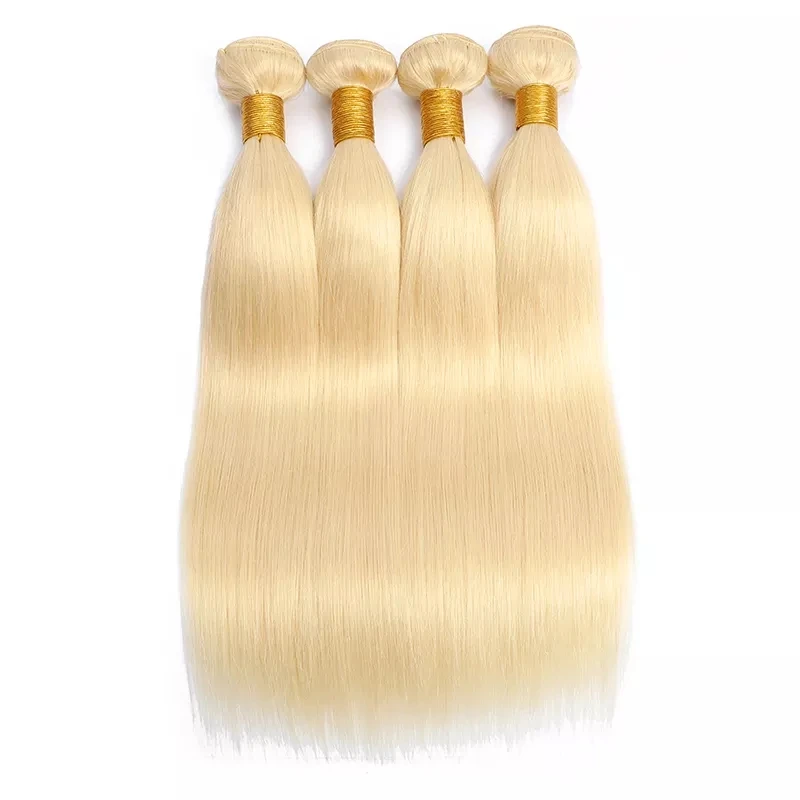 

Straight 613 Blonde 100% Virgin Human Hair Bundle Extensions 28 30 32 Inch Peruvian Weaving Honey Color 3 4 Bundles Double Weft