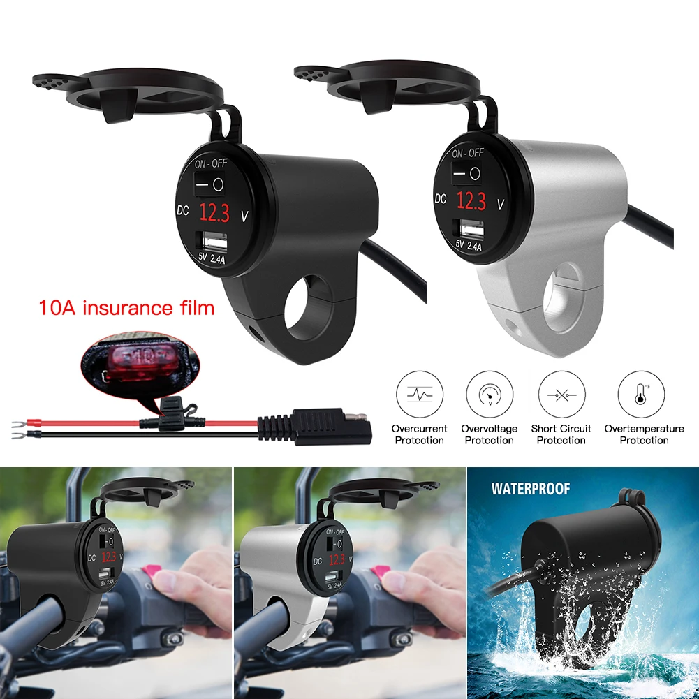 Motorcycle USB Charger Aluminum Alloy Waterproof Mobile Phone Adapter 2.4A Digital Display Car Fast Charger W/ Power Off Switch
Motorcycle USB Charger Aluminum Alloy Waterproof Mobile Phone Adapter 2.4A Digital Display Car Fast Charger W/ Power Off Switch
