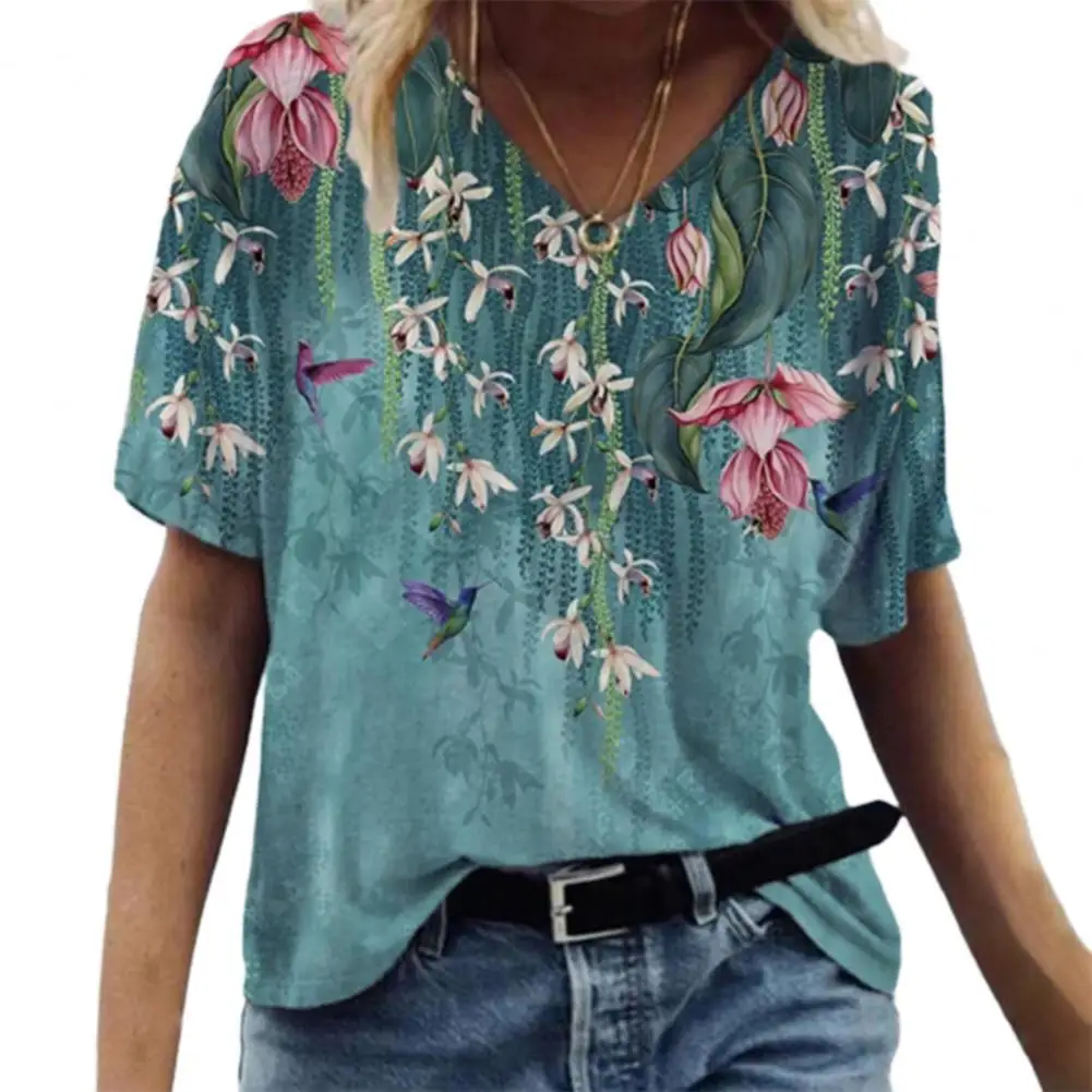 2021 Fashion Women T-shirt Floral Print Short Sleeve Women V Neck Loose Blouse Top for Spring/Summer Daily Shirt Base Tees Tops
2021 Fashion Women T-shirt Floral Print Short Sleeve Women V Neck Loose Blouse Top for Spring/Summer Daily Shirt Base Tees Tops