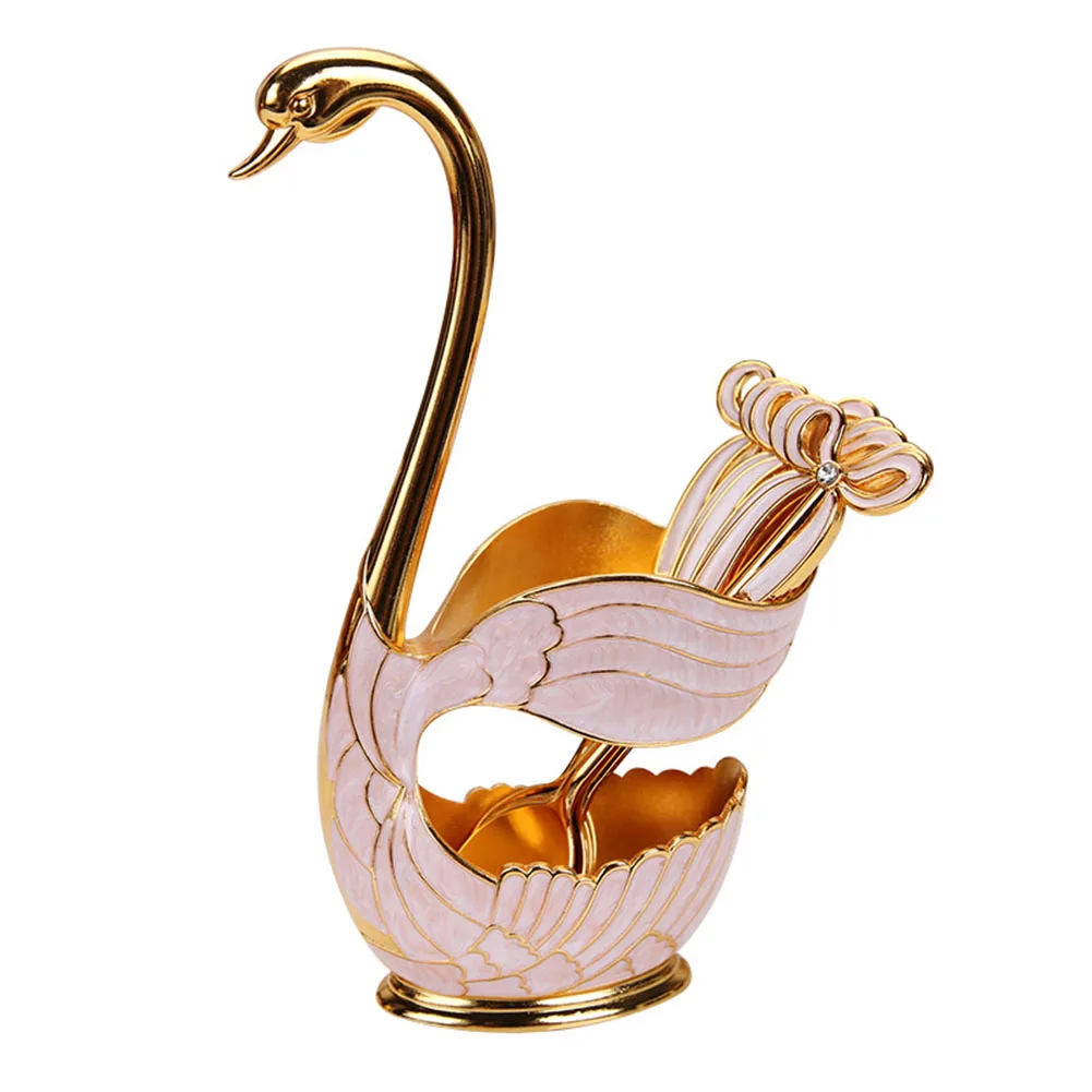 European Style Spoon Fork Set Coffee Fruit Salad Spoon Home Decoration Dessert Spoon Tableware With Swan Shaped Spoon Rack
European Style Spoon Fork Set Coffee Fruit Salad Spoon Home Decoration Dessert Spoon Tableware With Swan Shaped Spoon Rack