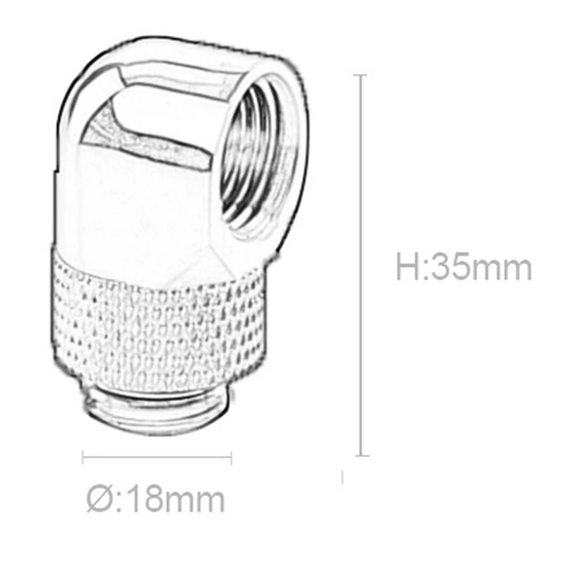 90 Degree Rotating Elbow Computer Split Water Cooling Accessories Heat Dissipation DIY Accessories G1/4 Thread
90 Degree Rotating Elbow Computer Split Water Cooling Accessories Heat Dissipation DIY Accessories G1/4 Thread