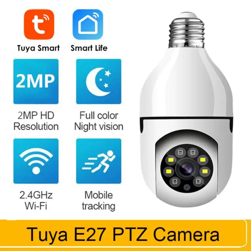 2MP Tuya Smart Life E27 Bulb Lamp Camera 1080P Wifi IP PTZ IR Night Vision Home Security Auto Tracking Video Surveillance Camera
2MP Tuya Smart Life E27 Bulb Lamp Camera 1080P Wifi IP PTZ IR Night Vision Home Security Auto Tracking Video Surveillance Camera