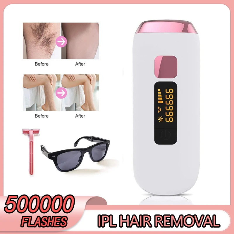 

500000 Flash IPL Laser Hair Removal Electric Epilator Pulse Light 5 Level Adjustable Permanent Painless Whole Body Photoepilator
