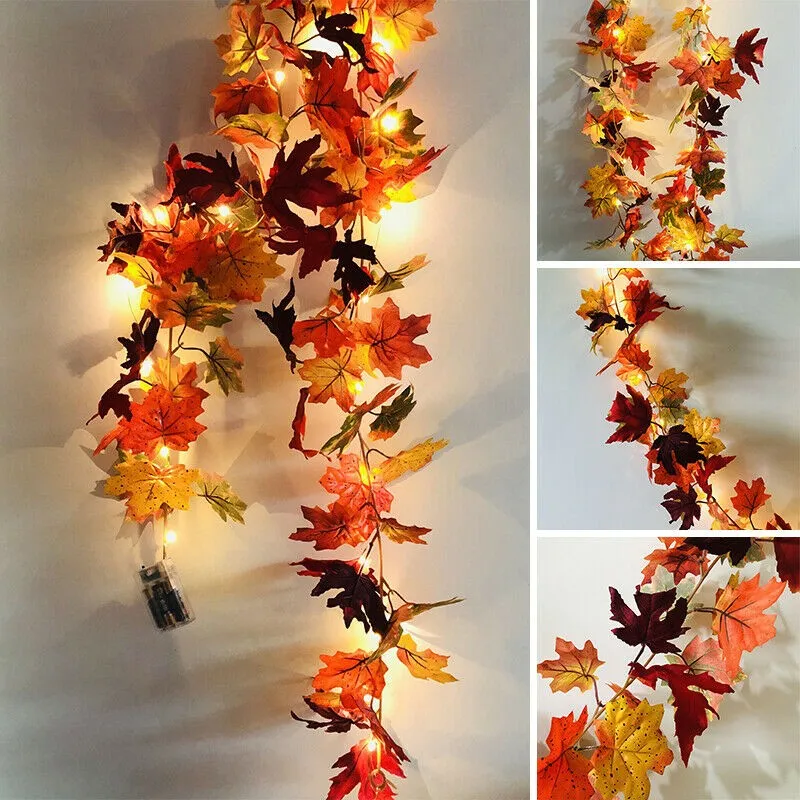Artificial Vine Red Autumn Maple Leaf Halloween LED Light Autumn Fall Maple Leaves Garland Hanging Plant Home Decorations
Artificial Vine Red Autumn Maple Leaf Halloween LED Light Autumn Fall Maple Leaves Garland Hanging Plant Home Decorations