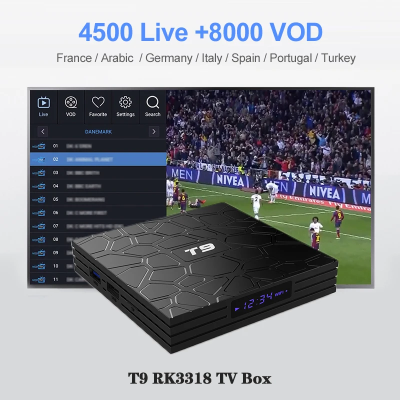 WeinTV SUBTV подписка для Канады арабский T9 Android 9 0 Смарт IP ТВ коробка 4 ГБ 32 Турция