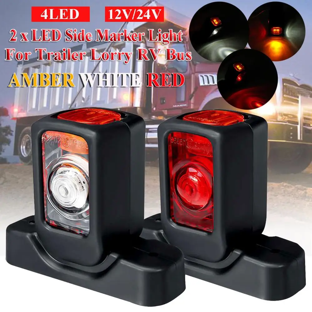 Pair 12/24V Truck LED Side Marker Light Triple Amber White Red Indicator Lamps For Trailer Lorry RV Bus
Pair 12/24V Truck LED Side Marker Light Triple Amber White Red Indicator Lamps For Trailer Lorry RV Bus