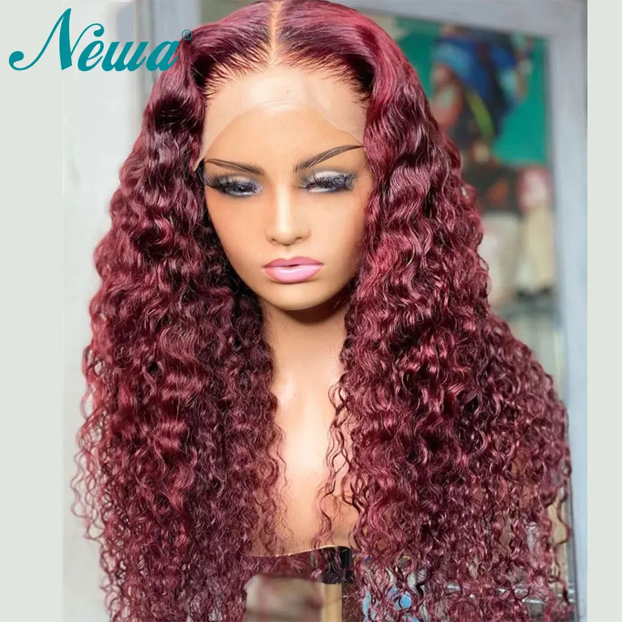 

Newa Colored Human Hair Wigs 13x6 Red Lace Front Wig Pre Plucked Brazilian Curly Lace Frontal Wigs For Women 4x4 Closure Wig