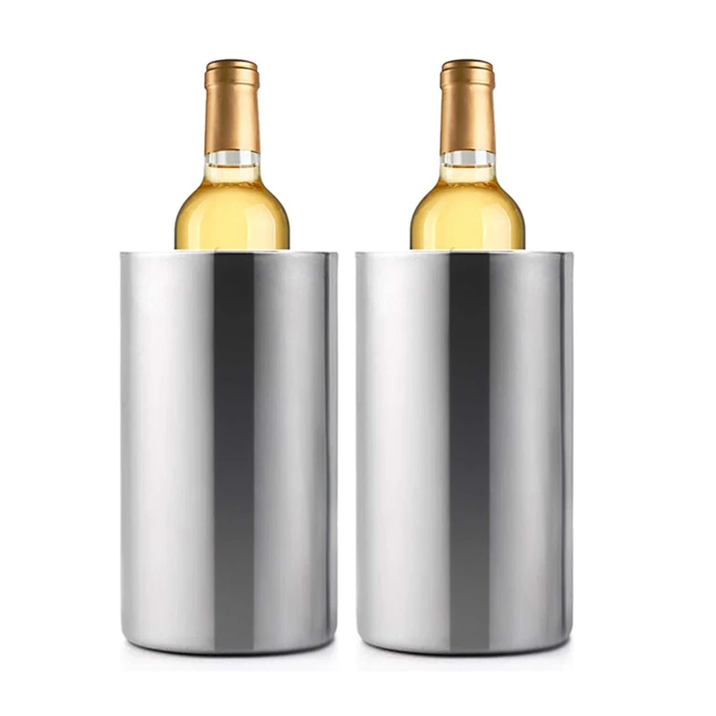 2 Pack Stainless Steel Double Wall Wine Cooler Bucket, Keeps Cold for Hours Wine Bottle Cooler Chiller with Clamp
2 Pack Stainless Steel Double Wall Wine Cooler Bucket, Keeps Cold for Hours Wine Bottle Cooler Chiller with Clamp