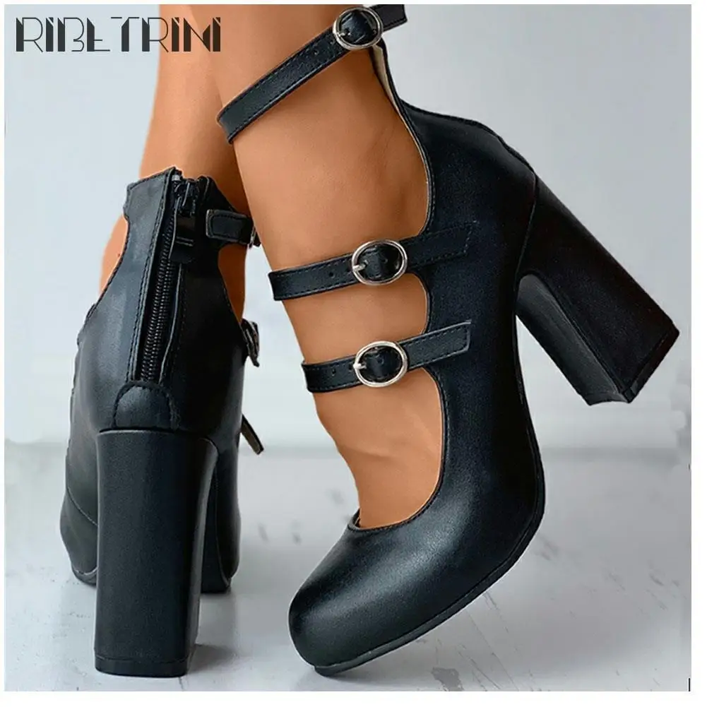 RIBETRINI Sexy Fashion Round Toe Buckle Marry Janes Pumps Platform Chunky Heel Cover Heel Zipper Dress women's Pumps High Heels
RIBETRINI Sexy Fashion Round Toe Buckle Marry Janes Pumps Platform Chunky Heel Cover Heel Zipper Dress women's Pumps High Heels