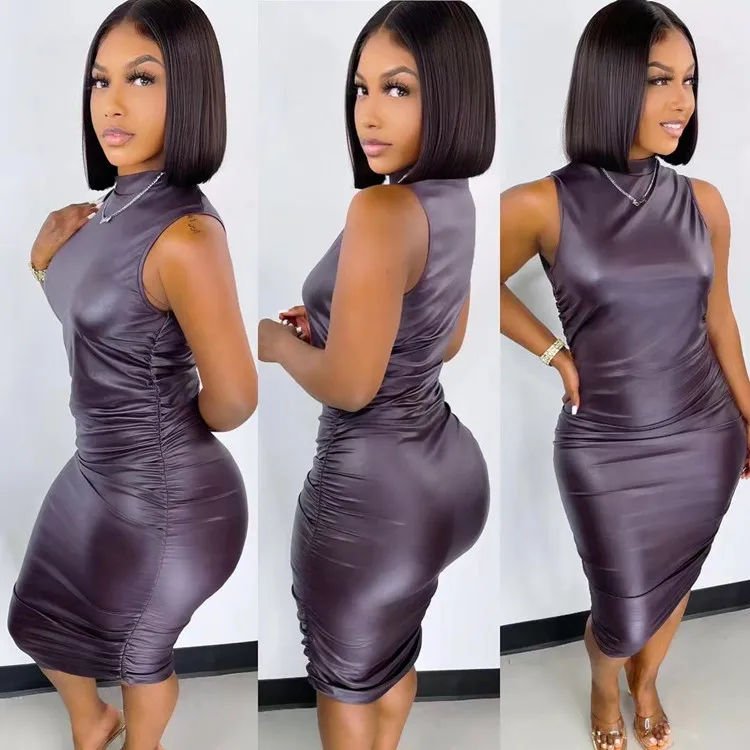 Sexy Women Pu Leather Dress Bodycon High Streetwear Skinny Party Night Clubwear Dresses For Women Vestidos 
Sexy Women Pu Leather Dress Bodycon High Streetwear Skinny Party Night Clubwear Dresses For Women Vestidos