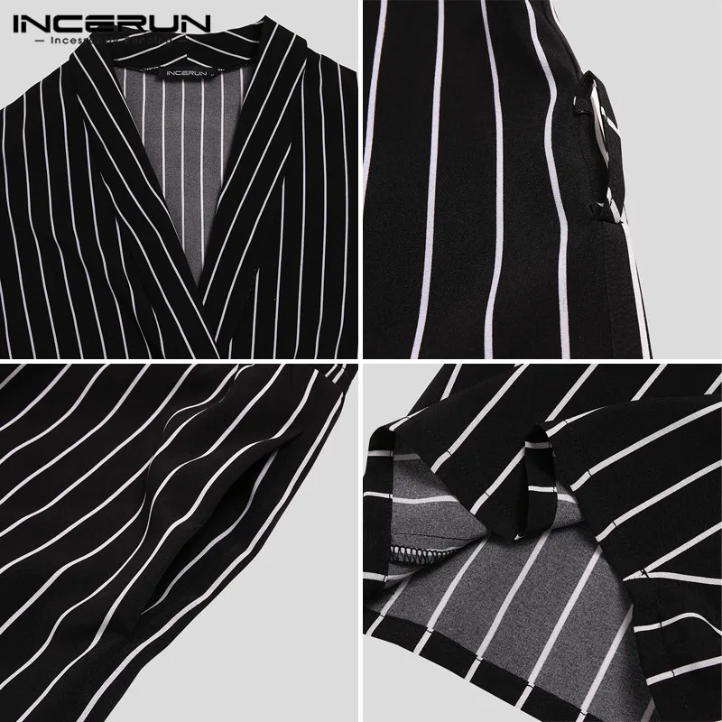 INCERUN Fashion Men Nightgown Suits Men Striped Sleepwear Robes Elastic Shorts Sets Long Sleeve Lace Up Bathrobes Homewear Suits 
INCERUN Fashion Men Nightgown Suits Men Striped Sleepwear Robes Elastic Shorts Sets Long Sleeve Lace Up Bathrobes Homewear Suits