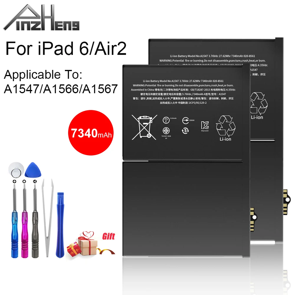 Аккумулятор для планшета PINZHENG 7340 мАч для iPad 6/Air 2 A1547 A1566 A1567, Сменный аккумулятор для планшета iPad 6 Air2, батареи + Инструменты
Аккумулятор для планшета PINZHENG 7340 мАч для iPad 6/Air 2 A1547 A1566 A1567, Сменный аккумулятор для планшета iPad 6 Air2, батареи + Инструменты
