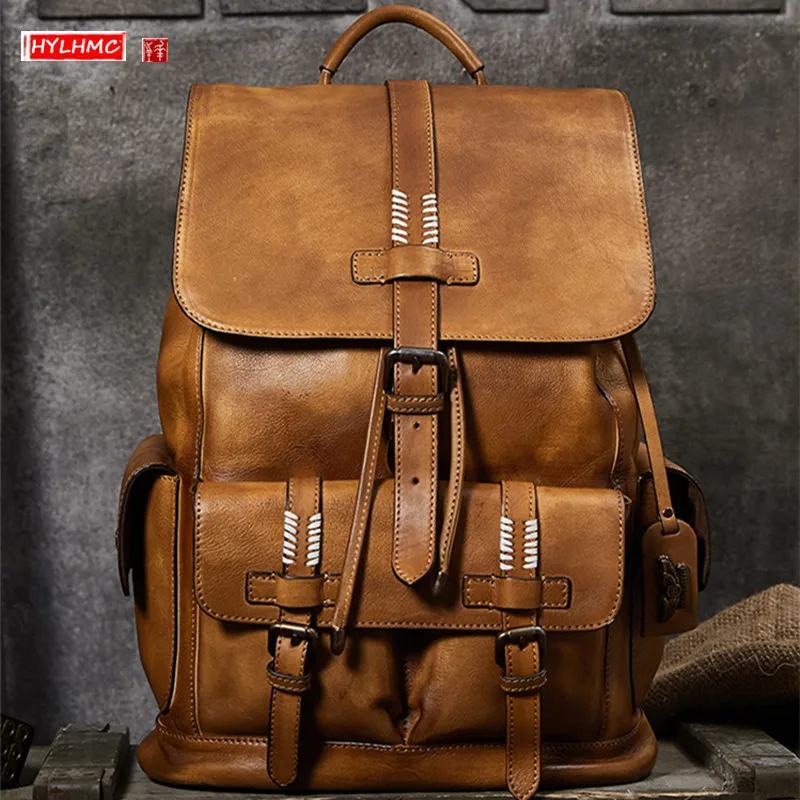 Genuine Leather Men Backpack World War II Pepper Salt Full-Grain Leather Large Capacity Travel Backpack shoudler Bag Schoolbag
Genuine Leather Men Backpack World War II Pepper Salt Full-Grain Leather Large Capacity Travel Backpack shoudler Bag Schoolbag