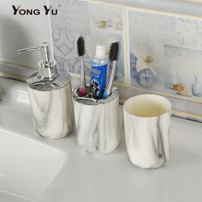 3pcs Plastic Marbled Bathroom Accessories Sets Soap Dispenser Cup Toothbrush Holder Set Home Decoration
3pcs Plastic Marbled Bathroom Accessories Sets Soap Dispenser Cup Toothbrush Holder Set Home Decoration
