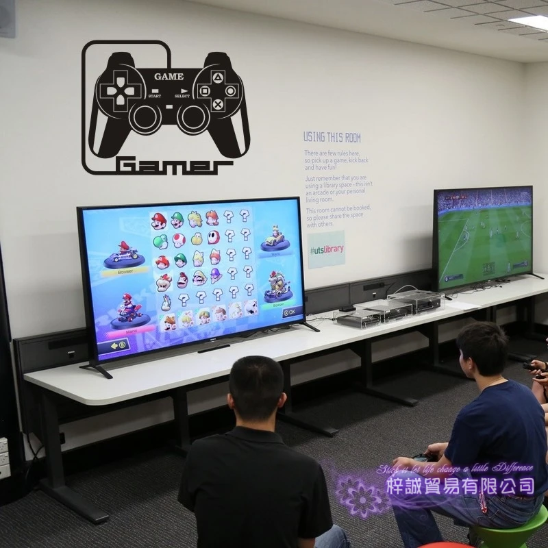 Game Handle Wall Sticker Video Play Room Decal Gaming Gamer Vinyl Decals Decor Mural Car | Дом и сад