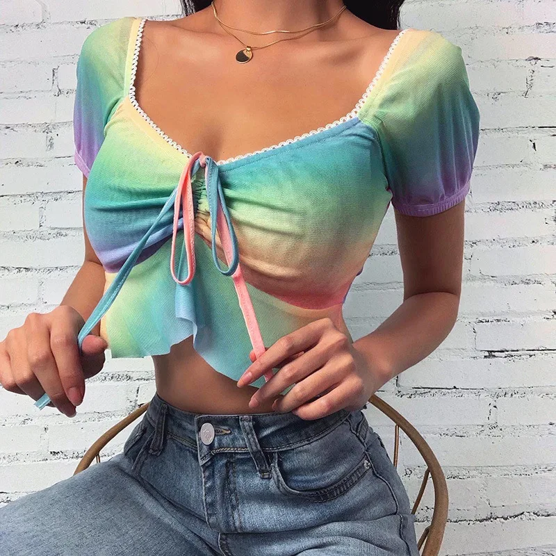 Women Gradient Color Tees Summer Short Sleeve T-Shirts Fashion Slim Crop Top Casual Outdoor Short Tops
Women Gradient Color Tees Summer Short Sleeve T-Shirts Fashion Slim Crop Top Casual Outdoor Short Tops