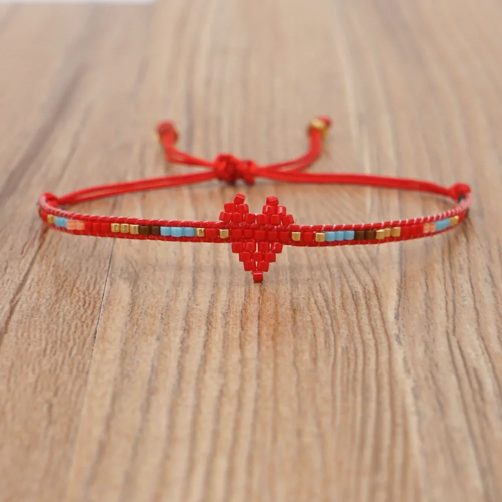 

YD Simple Bohemian Miyuki Rice Beads Hand-woven Love Beaded Bracelet Couple Valentine's Day Gift Men Gift Gift for Girl Friend