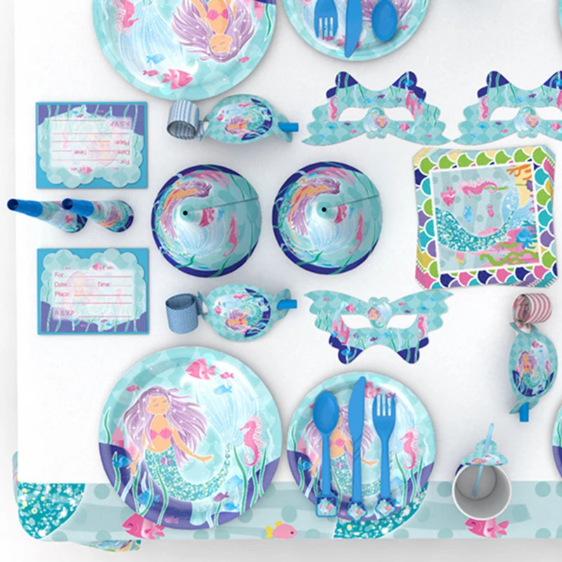 Mermaid Party Supplies Disposable Tableware Paper Plates Cups Tablecloth Birthday Party Mermaid Balloons Baby Shower Decorations
Mermaid Party Supplies Disposable Tableware Paper Plates Cups Tablecloth Birthday Party Mermaid Balloons Baby Shower Decorations