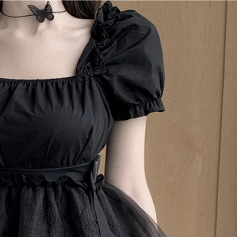 Dresses Women Summer Black Mesh Irregular Belt Puff Sleeves Ruffles Streetwear Korean Elegant Trendy Casual Chiffon Dress
Dresses Women Summer Black Mesh Irregular Belt Puff Sleeves Ruffles Streetwear Korean Elegant Trendy Casual Chiffon Dress