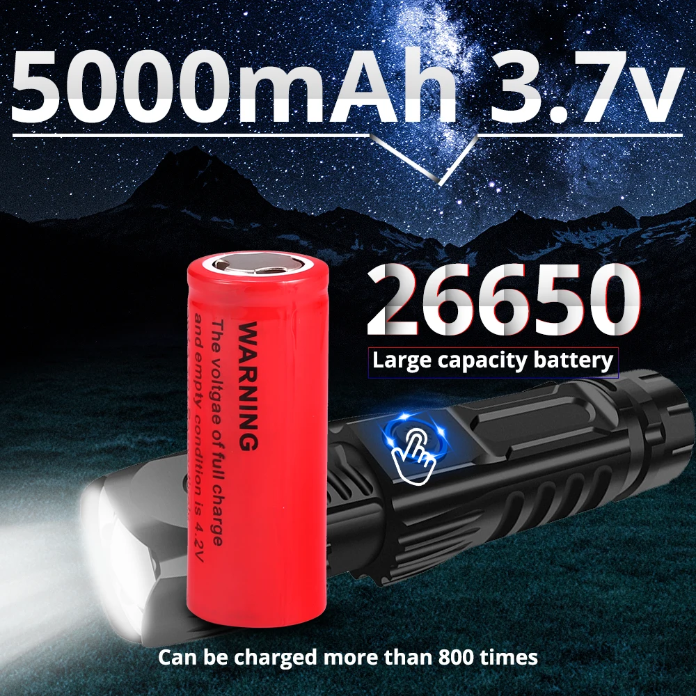 Most Powerful XHP90 LED Tactical Flashlight 26650 Zoom Torch USB Camping Flash Light Waterproof Output With Bottom Attack Cone
Most Powerful XHP90 LED Tactical Flashlight 26650 Zoom Torch USB Camping Flash Light Waterproof Output With Bottom Attack Cone