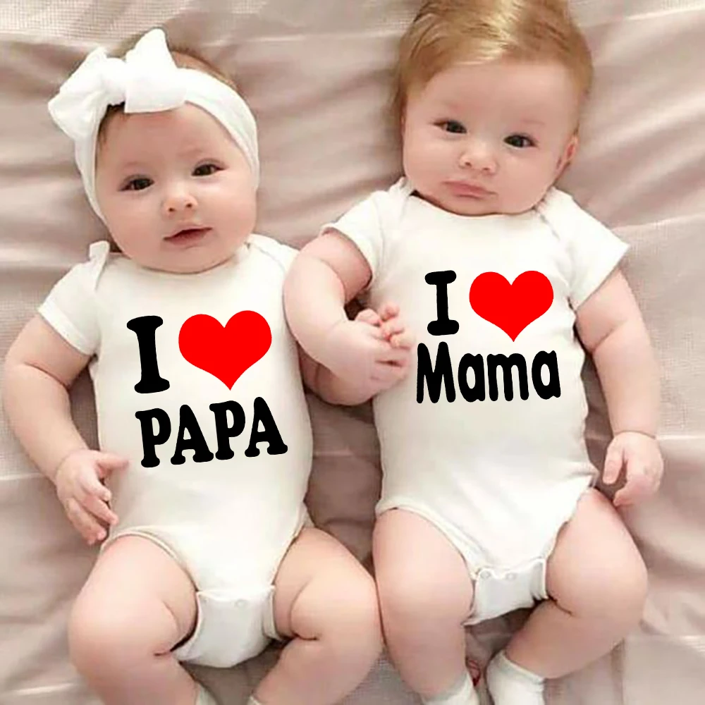 I Love Papa Mama комбинезон для маленьких мальчиков и девочек боди новорожденных модная
